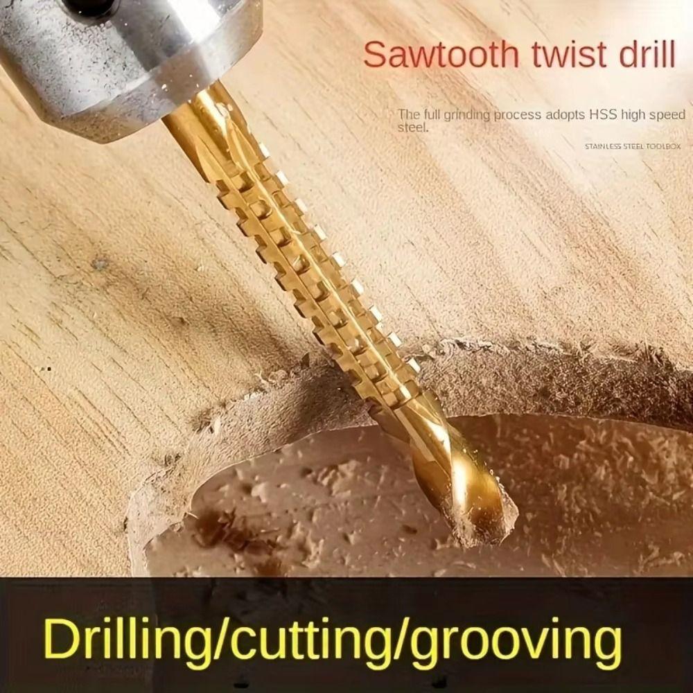 6Pcs High Speed Steel Drill Bit Set Saw Tooth Woodworking Drill Twist Drill Bit Construction Site