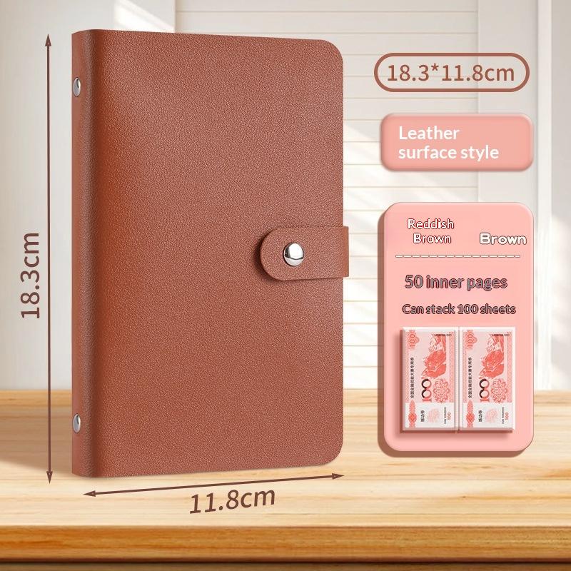 Pu Leather Photo Money Card Holder With 50 Inner Pages Snap Closure For Storing Photocards Business Cards Tickets Paper Money