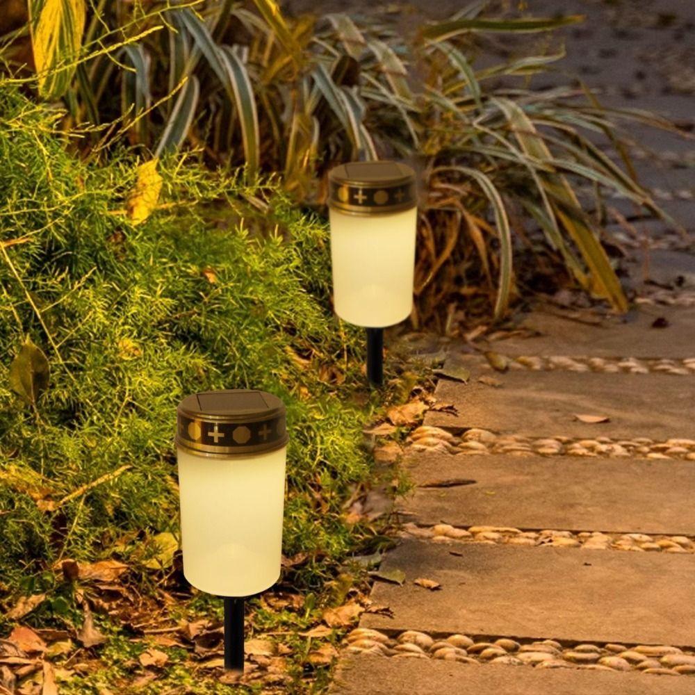 Flameless Solar Cemetery Candle Light Waterproof Electronic Candle Light Grave Memorial Tribute