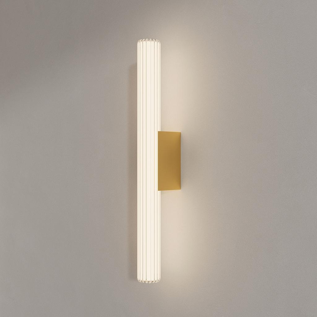 Kinkiet Ścienny Nowoczesny Złoty Szklana Tuba W Kreski 61 Cm Ip44 Zmienna Barwa Led 12W Linea Light Prestige