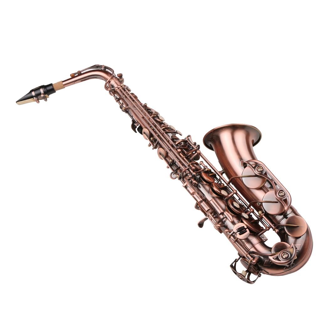 Saxophone Red Antique E-flat Brass Material with Carrying Case Cleaning Cloth Brush Sax Strap
