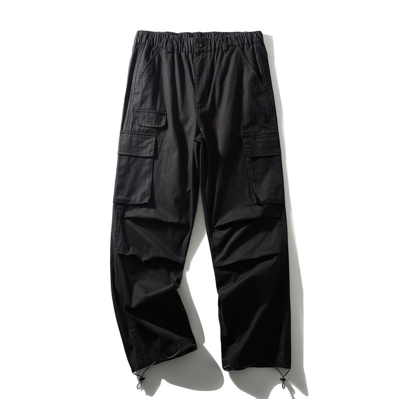 American Wide Leg Cotton Pleat Paratrooper Overalls Men's Outdoor Straight Casual Trousers Foreign Trade Men's Trousers Loose Pants