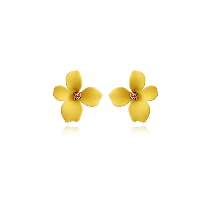 Colourful Korean Flower Earring for Women Girl Fashion Purple Earring Vintage Flower Shaped Ear Stud Wedding Party Jewelry Gift