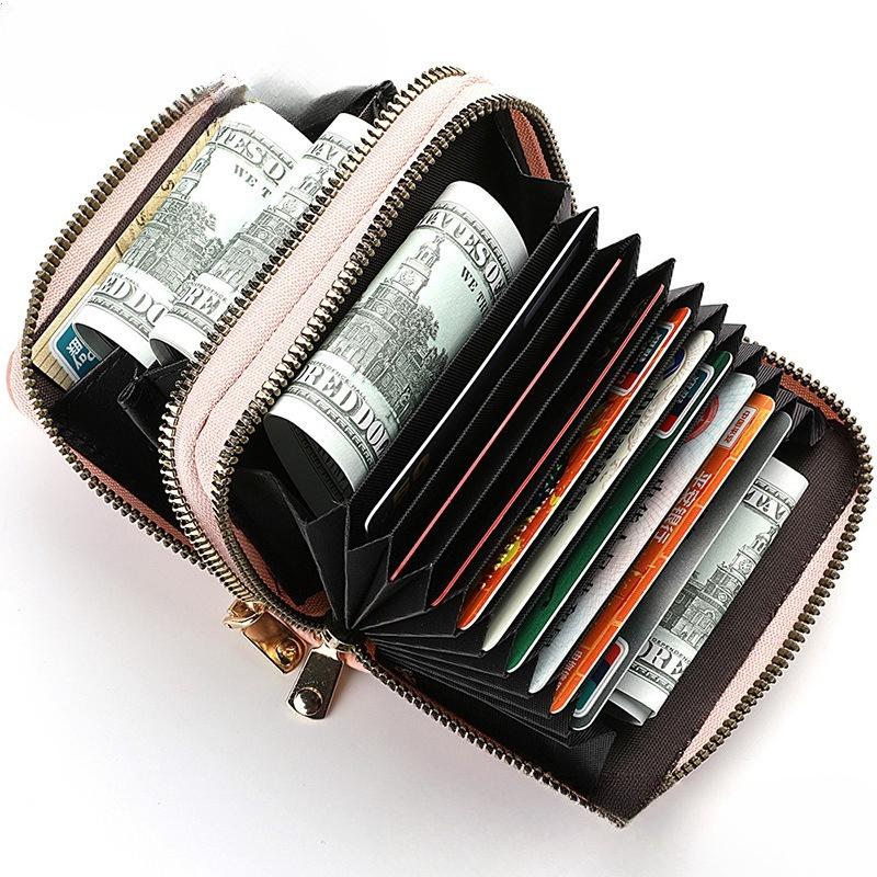 1Pc Multifunctional Card Bag New Organ Card Bag Double Zipper Women's Wallet Large Capacity Card Holder