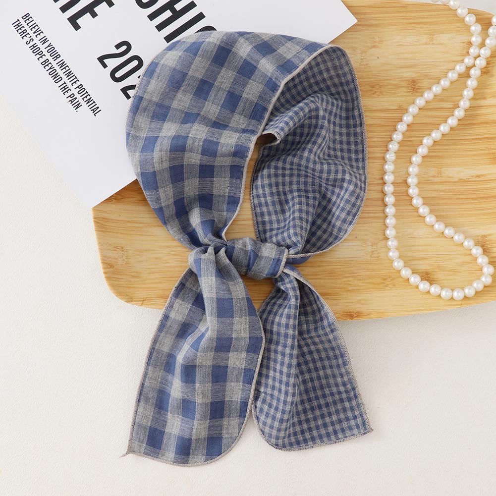 British Cotton Skinny Plaid Scarf Trendy Fashionableable Outfit Hairband Necktie Scarf Small Shawl Headscarf Neck Protection Scarf 11X120Cm