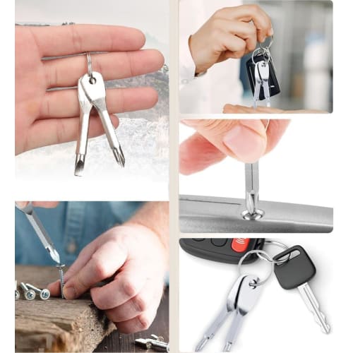 Portable Screwdriver Set with Flathead and Phillips Heads, Simple Type, Clip, Multi-Holder, and Ring, Portable, EDC, Outdoor Work, DIY, Mini Pocket Si