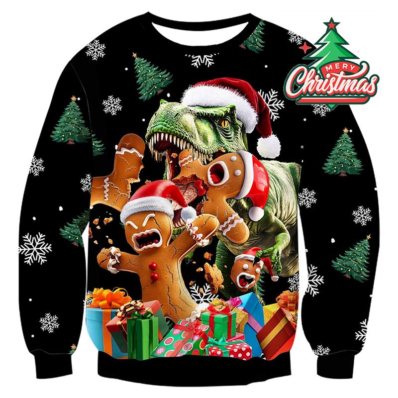 Oh Snap Funny Gingerbread Christmas Ugly Sweater Men Clothes Cute Neon Print Loose Sport Sweater Festival Unique Gift Sweatshirt