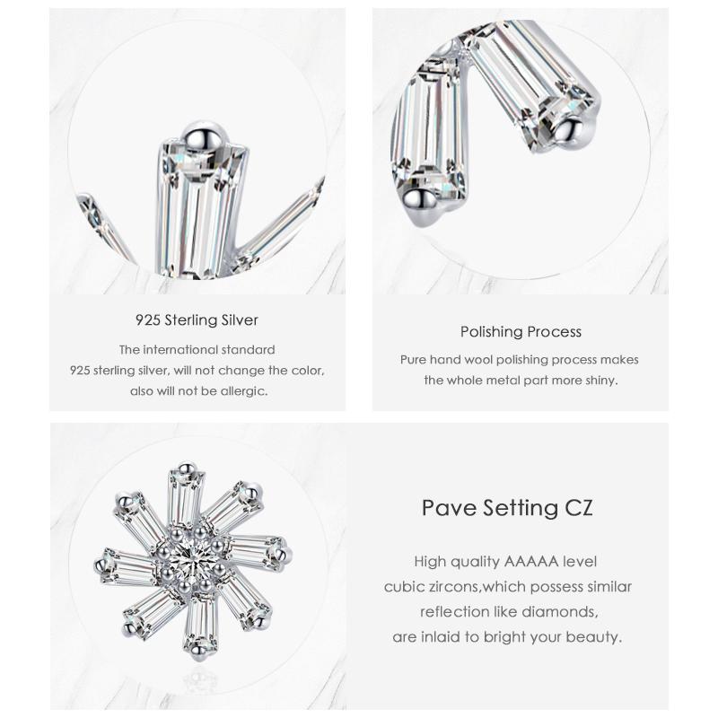 Modian 925 Sterling Silver Snowflake Rotating Flower Stud Earrings for Women Hypoallergenic Elegant Wedding Statement Jewelry