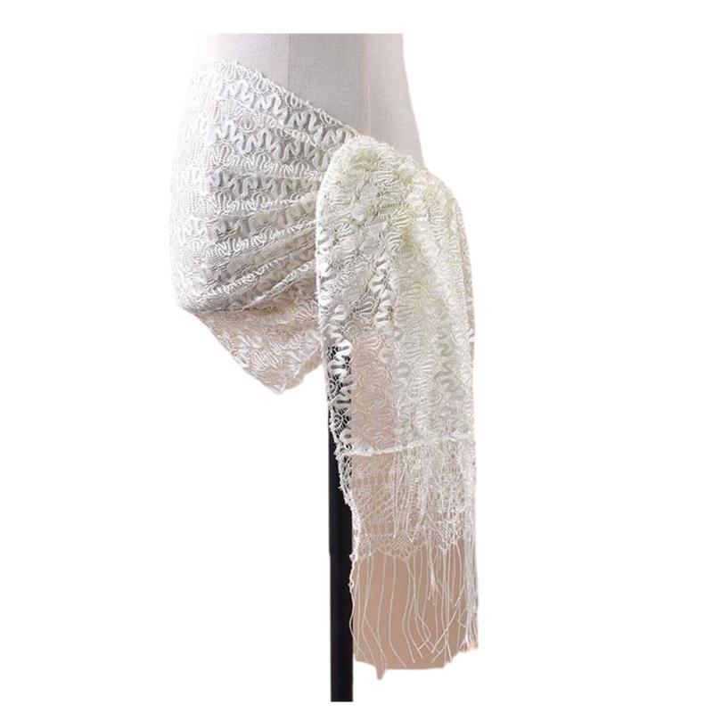 Womens Lace Scarf Stylish Soft Collar Neck Wrap Lady Thin Fringed Shawl Soft Exotic Thin Scarf
