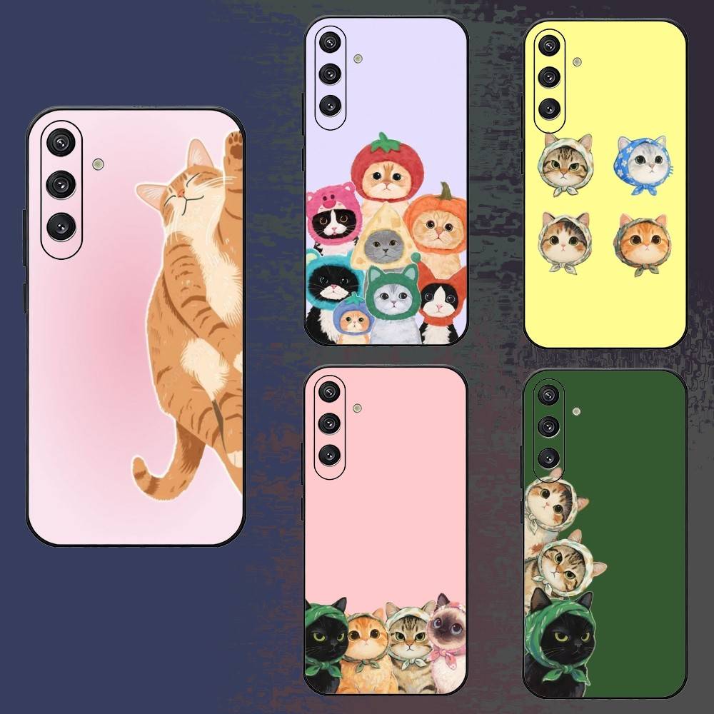 cute cat Phone Case For Samsung Galaxy A73,A72,A71,A70,A52,A51 Others Soft Black Cover