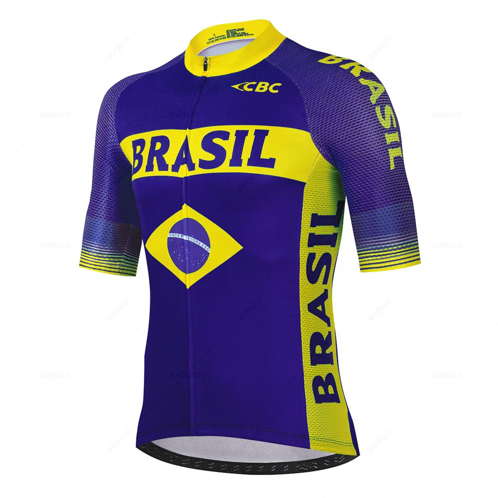 Set Maglia Ciclismo Estiva Team Brasile Abbigliamento Ciclismo MTB Abiti Bici Uniforme Maillot Ropa Ciclismo Tuta da Ciclismo Uomo