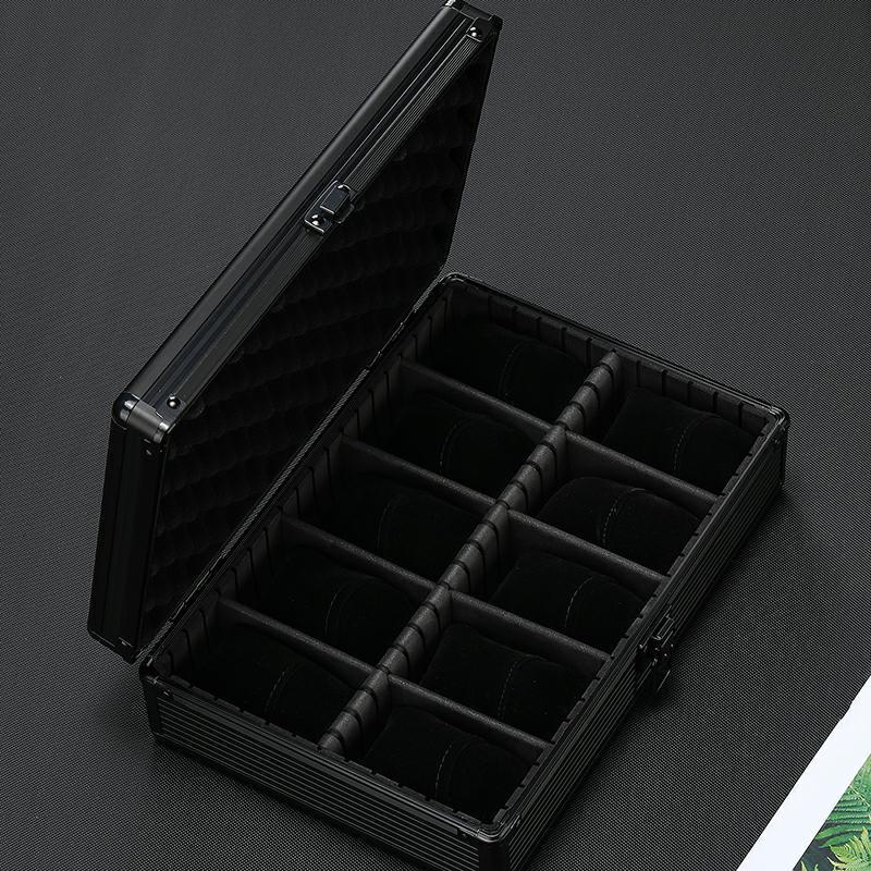 5-Slot Aluminum Watch Storage Box with Opaque Lid & Soft Pillows