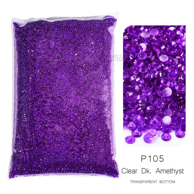 Round Resin Flat Bottom Drill Transparent Bottom Luminous Nail Drill Diy Mobile Phone Violent Bear Loose Diamond Accessories Accessories