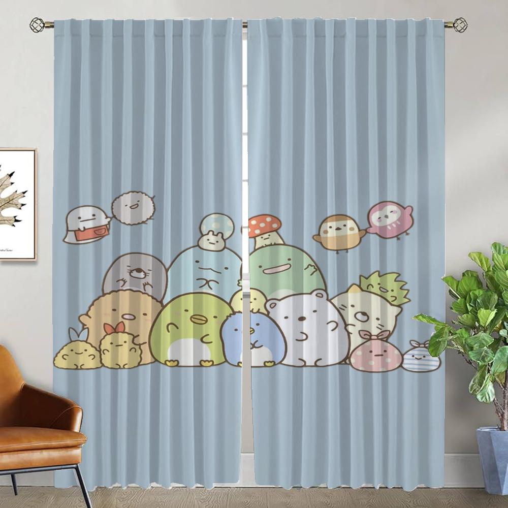 Modern Living Room Curtains for Camera Sumikko Gurashi Kitchen Curtains 2 Pieces Blackout Curtain Partition Tulle for Bedroom
