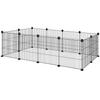 Modular Animal Enclosure with 12 35x35 Cm Panels and Rounded Edges, Made of Metal and ABS, 140x70x35 Cm, Black