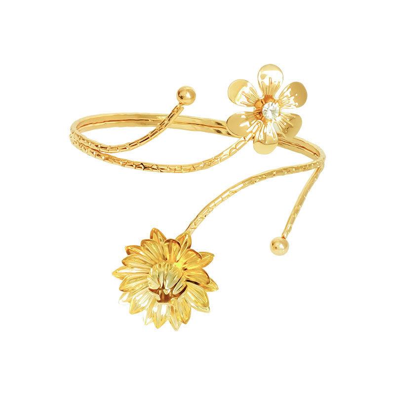 Schmetterling & Blume Metall Offener Armreif mit Eingesetzten Diamanten