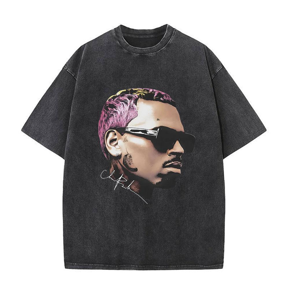 Rapper Chris Brown Breezy Bowl XX Tour 11:11 Vintage Washed T-Shirt Herren Damen Mode Hip Hop T-Shirts Baumwolle Oversized T-Shirts