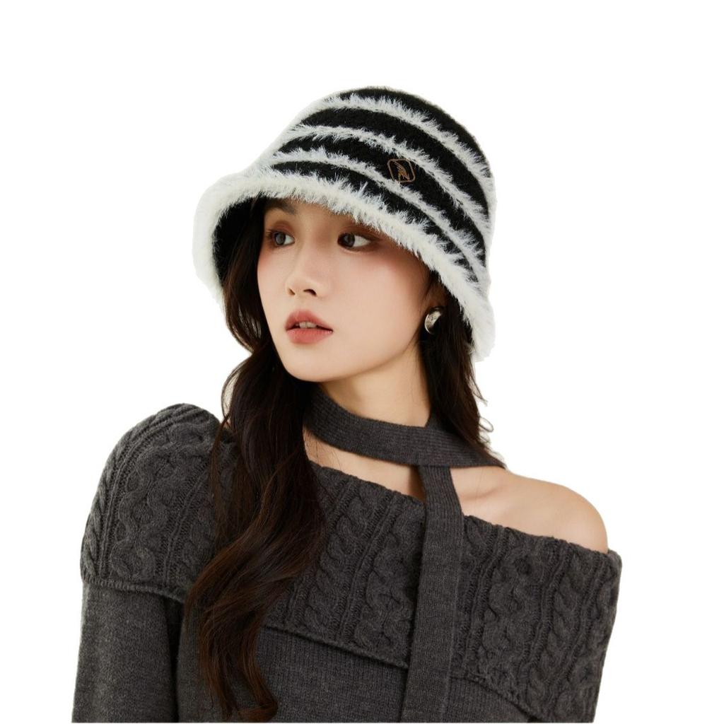 New Knitted Wool Fisherman Hat for Women In Autumn and Winter Japanese Sweet Bucket Hat Big Head Circumference Showing Face Small Basin Hat