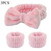 3pcs Adorable Bow Hair Band and Wristband Set, Soft Spa Headband for Washing Face, Makeup, Skincare, and Hair Styling