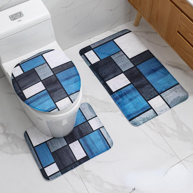 Set de covorașe de baie 3 bucăți, ecologic, antiderapant, absorbant, covor de baie, covor de toaletă, textura de marmură, decorațiuni pentru casă, ușă.