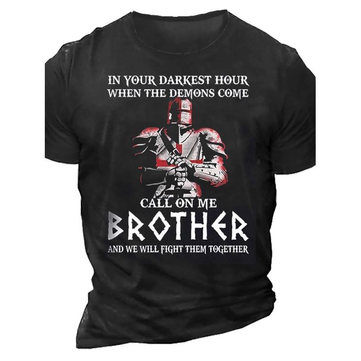 Men s Knight Templar Christian Medieval Order of Templars T-Shirt - Knights Templar Cross Print Short Sleeve Round Neck Casual Church Costume Apparel S чёрный