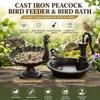 Vintage Bird Feeder Cast Iron Water Pump Bird Feeder Durable Peacock Shaped Bird Bath  Patio