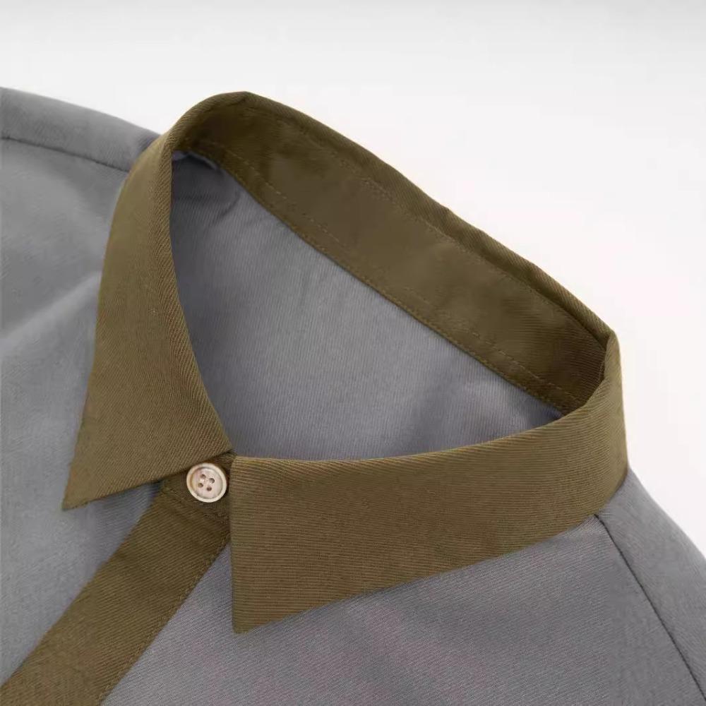 Men's Spring and Summer Long Sleeve Shirt Color Stitching Solid Color Fashion Casual Comfortable Breathable Men's Long Sleeve Shirt