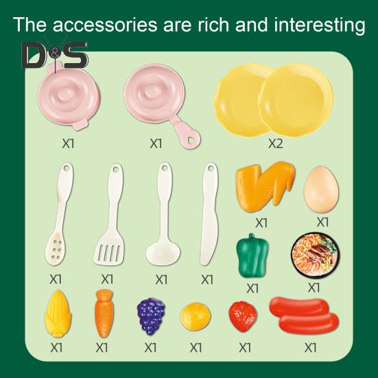 Kids Kitchen Play Set with 30Pcs Pretend Toys Role-playing Kitchen Set Develop Hands-On Skills Cooking Simulation Toys for Kids