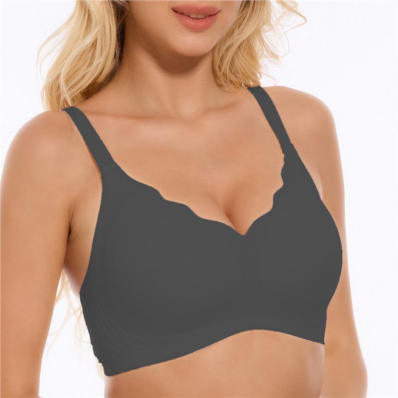 

European & American Plus Size Wire-Free Jacquard Bra - Seamless, Comfortable, Upward Support Lingerie M [100-120 lbs] чорний