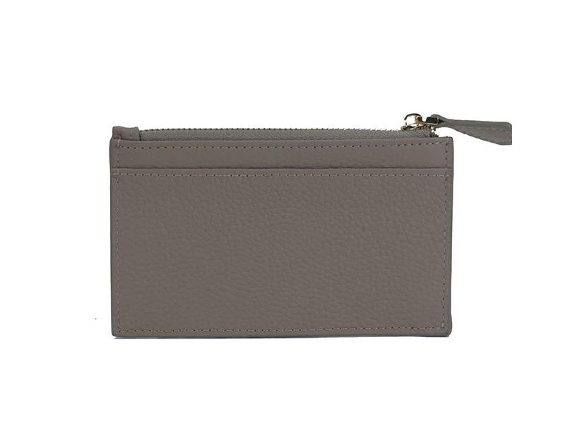 Women's Japanese Korean Style Multi-Card Cowhide ID Holder with Zipper Coin Purse