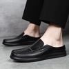Fashion Italian Men Casual Leather Flats Fashion Flat Designer Genuine Leather Brand Loafers Soft Bottom Walking Shoes Plus Size 38-47