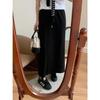 Women's High Waist Lace-Up Skirt: New Spring/Autumn Style, Casual A-Line Drape, Medium-Length with Hip Split Design.