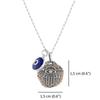 MYSTIC JEWELS by Dalia 925 Sterling Silver Hamsa Necklace 7mm Evil Eye Pendant No Gemstones Hanging, Glass,