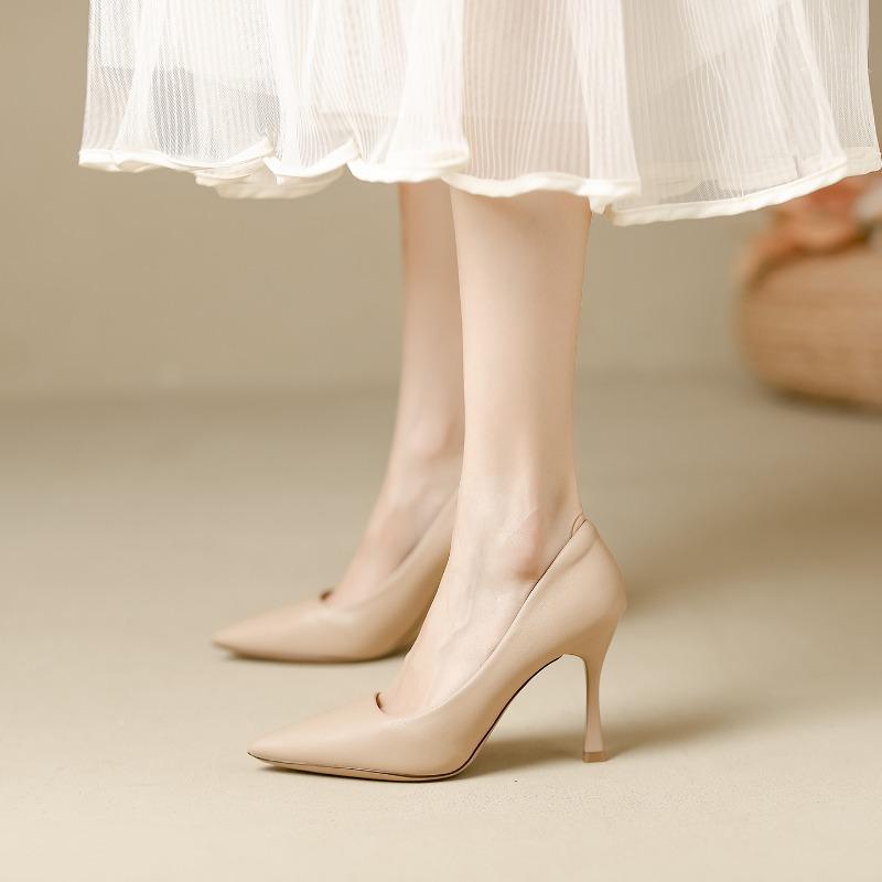 Single shoes nude high heels women's stiletto temperament Muse Fan autumn and winter new soft-soled single shoes high heels