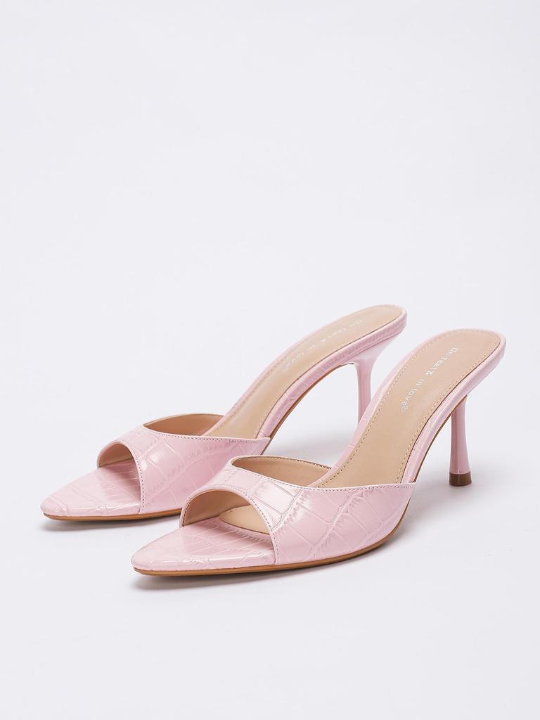 Letnie Minimalistyczne Szpilki z Czubkiem i Jednym Paskiem na Wysokim Obcasie