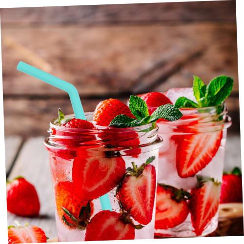 PAMINGONO 4-Piece Food-Grade Silicone Straws with Curved Design and Cleaning Brush for Banquets and Parties, Eco-Friendly and Reusable