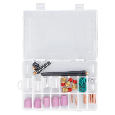 37 Pcs Set TIG Welding Torch Accessories Ceramic Nozzles Glass Cups Gas Lens Collets O Rings Back Caps PTFE Front Cap