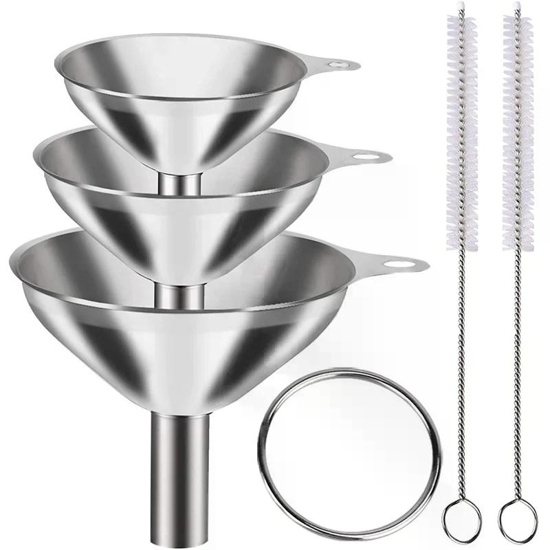 5Pcs Metal Stainless Steel Funnel, Large Small Funnel Set Of 3, Food Grade Mini Funnels For Kitchen