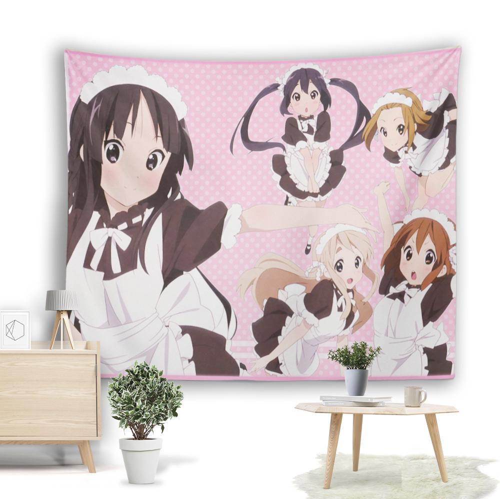 Jmg Household Supplies Unisex Pink K-On! Maid Outfit Anime Tapestry, Polka Dot Wall Hanging, Yui Mio Ritsu Tsumugi Mugi Decor For Bedroom & Dorm