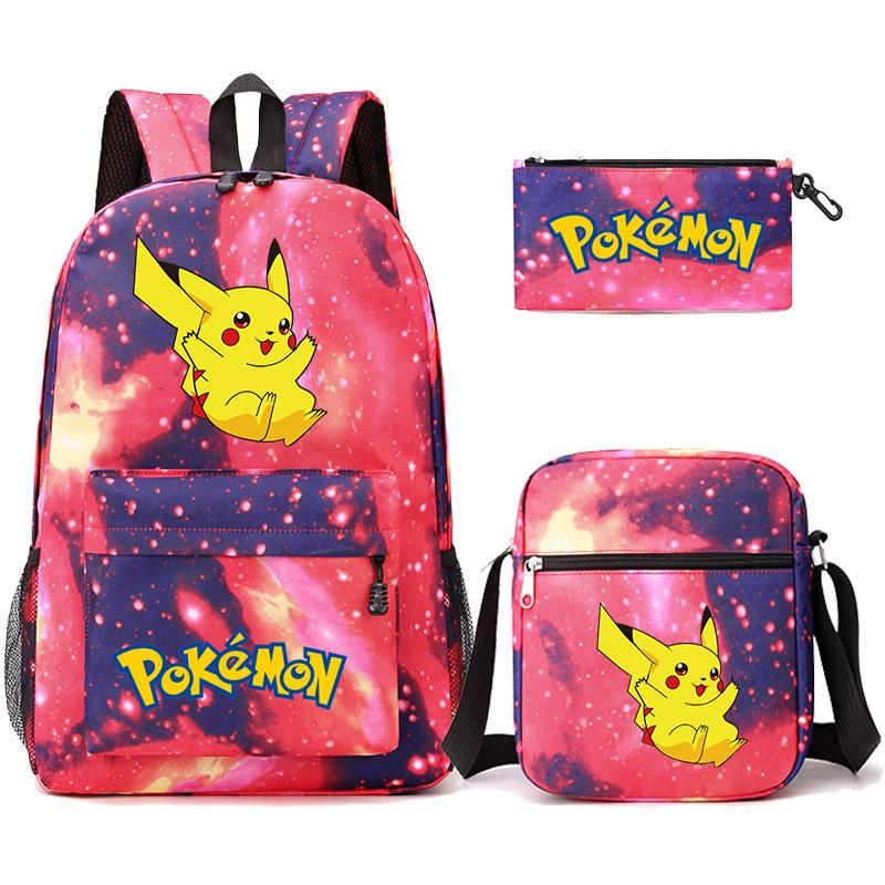 Backpack Teen Student School Bag Three-piece Pencil Case Crossbody Bag