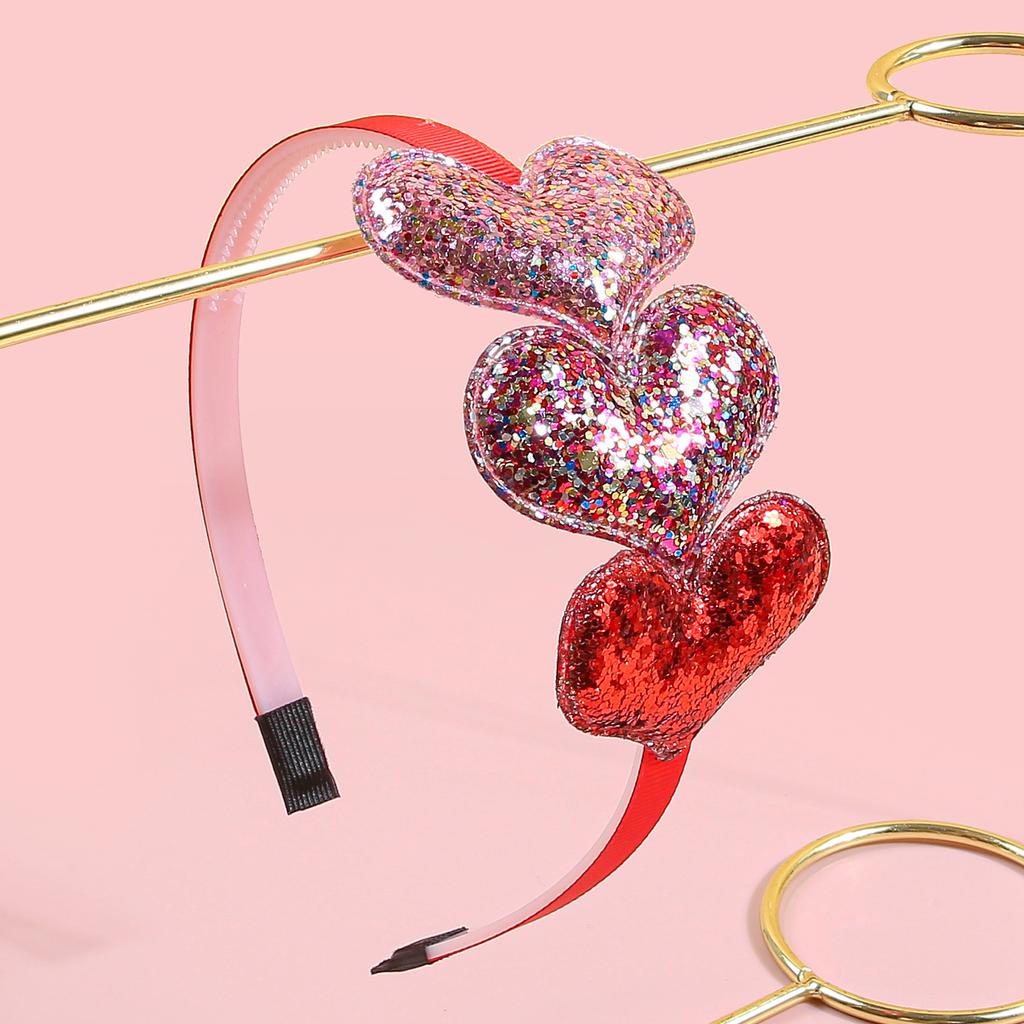 1/4pcs Sequin Heart Headbands for Women Valentine's Day Heart Shaped Hairbands Kids Girls Headband for Party Hair Accessories