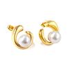 Fashionable Irregular Niche Stainless Steel White Pearl Earrings for Girls' Party Jewelry High-end INS Temperament Birthday Gift