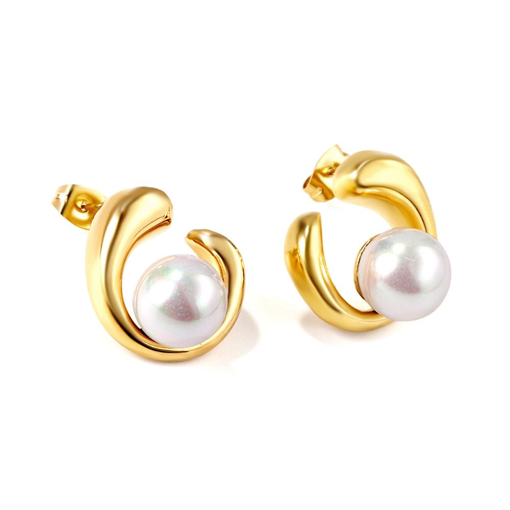 Fashionable Irregular Niche Stainless Steel White Pearl Earrings for Girls' Party Jewelry High-end INS Temperament Birthday Gift
