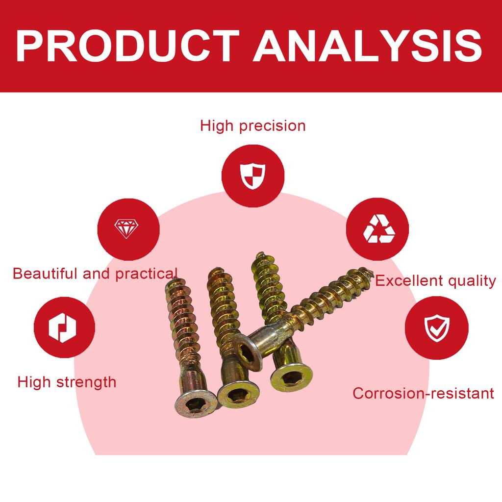 VKKM 100PCS Color Zinc Hexagon Socket Self-Tapping Screws, with Bits, High Strength and Corrosion Resistance