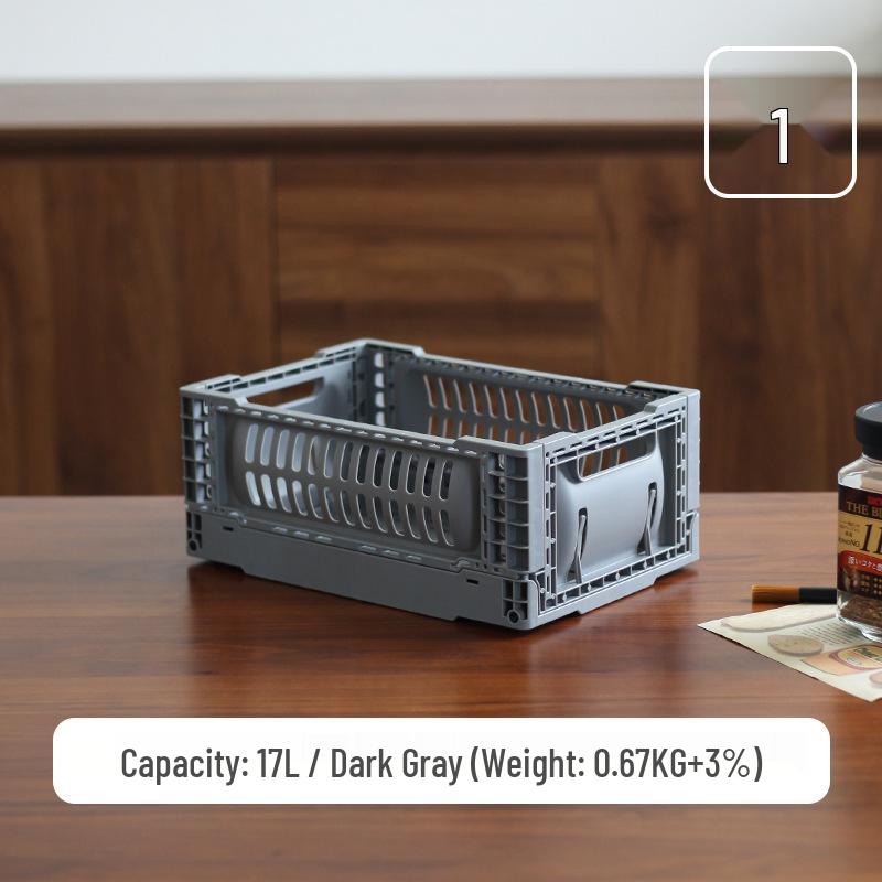 Foldable Industrial Style Plastic Storage Basket for Camping, Bathroom, Kitchen, and Sundries