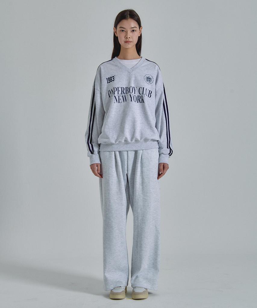 PAPERBOY Pintuck Wide Sweatpants - White Melange