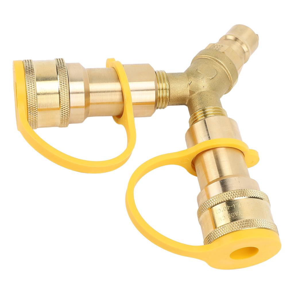 RV Quick Connect Y Splitter Adapter 1 2in Enhanced Efficiency Heat Resistant Copper 2 Way Quick Connect Hose Adapter