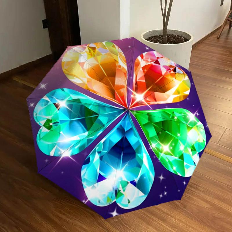

1pc Diamond Clover Automatic Open/Close Umbrella, Halloween & Gifts - Ideal for Daily, Formal, Party Use, Durable Canopy yy251011029