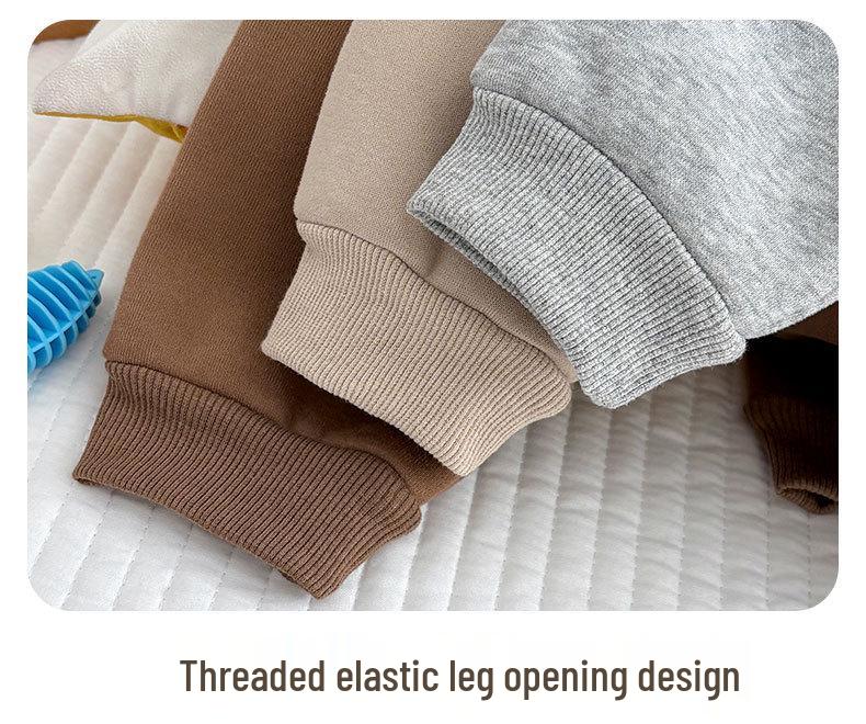 Baby-Sweathose mit Fleecefutter und offener Schritt: Verdickte, warme Herbst-/Winterkleidung für Jungen und Mädchen
