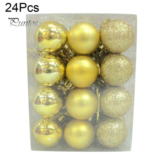 

Puntos 24 шт. 3 см пластиковые елочные шары безделушки домашняя вечеринка подвесные украшения золотистый